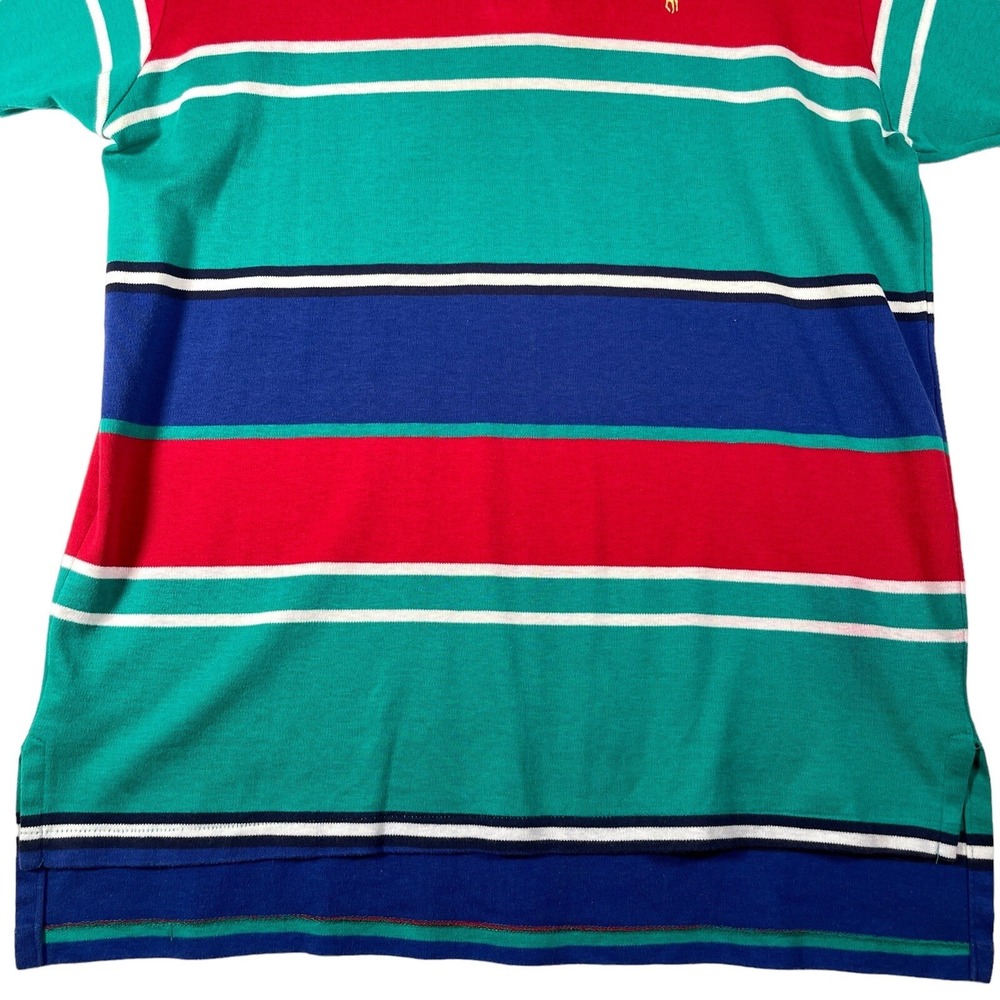 VTG Polo Ralph Lauren Mens Shirt XL Green Blue Red Stripe Preppy Made in USA Y2K - Picture 3 of 9